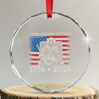 250 Years Faith and Freedom Christian Crystal Glass Ornament Jesus Hockey Player 4th of July American Flag