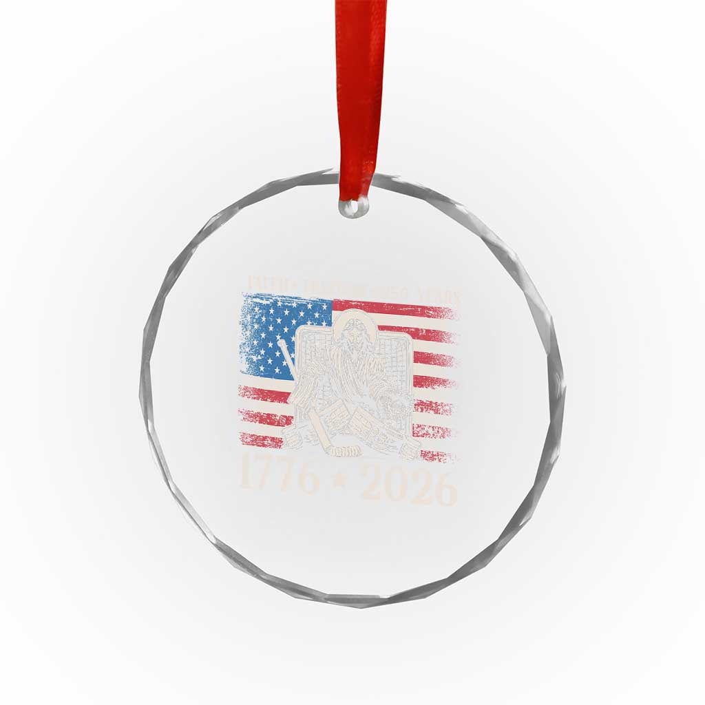 250 Years Faith and Freedom Christian Crystal Glass Ornament Jesus Hockey Player 4th of July American Flag