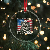 250 Years Faith and Freedom Christian Crystal Glass Ornament Jesus Hockey Player 4th of July American Flag