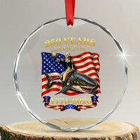 250 Years George Washington Riding Shark Crystal Glass Ornament Funny July 4th American Flag 1776 2026