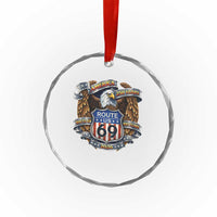 250 Years Of America 100 Years Of Route 69 Crystal Glass Ornament Bald Eagle Vintage American Flag