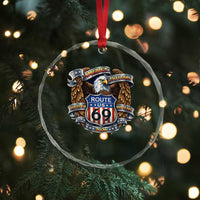 250 Years Of America 100 Years Of Route 69 Crystal Glass Ornament Bald Eagle Vintage American Flag