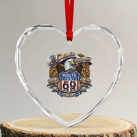 250 Years Of America 100 Years Of Route 69 Heart Crystal Glass Ornament Bald Eagle Vintage American Flag