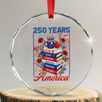 250 Years Of America American Teacher Graphic Crystal Glass Ornament Patriotic Educator Gift