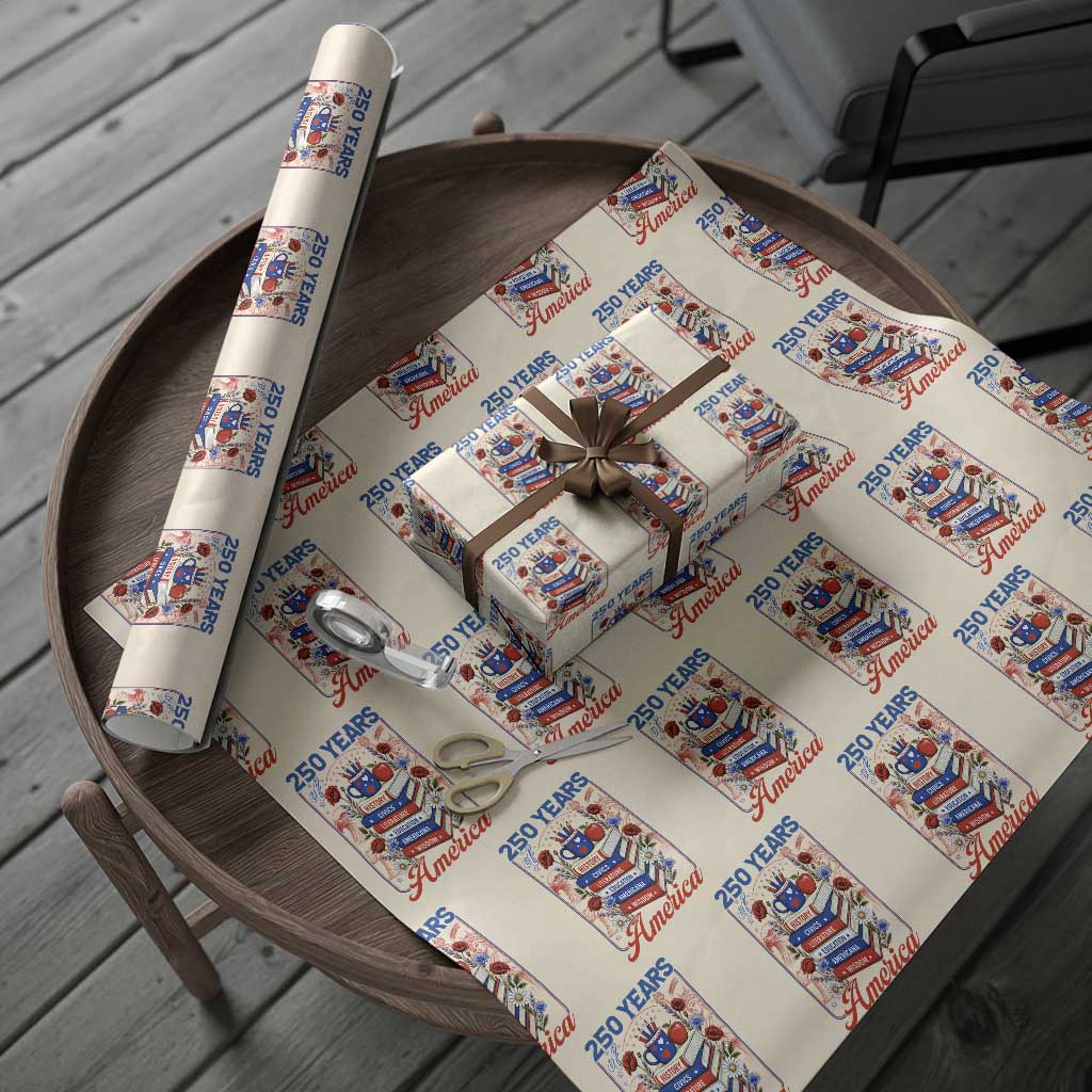250 Years Of America American Teacher Graphic Wrapping Paper Roll Patriotic Educator Gift