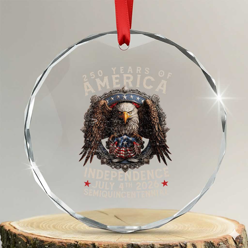 250 years Of America Independence Crystal Glass Ornament 250th American Anniversary Bald Eagle TS11