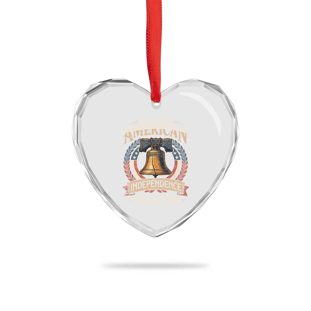 250 years Of America Independence Heart Crystal Glass Ornament 250th American Anniversary Liberty Bell - Wonder Print Shop