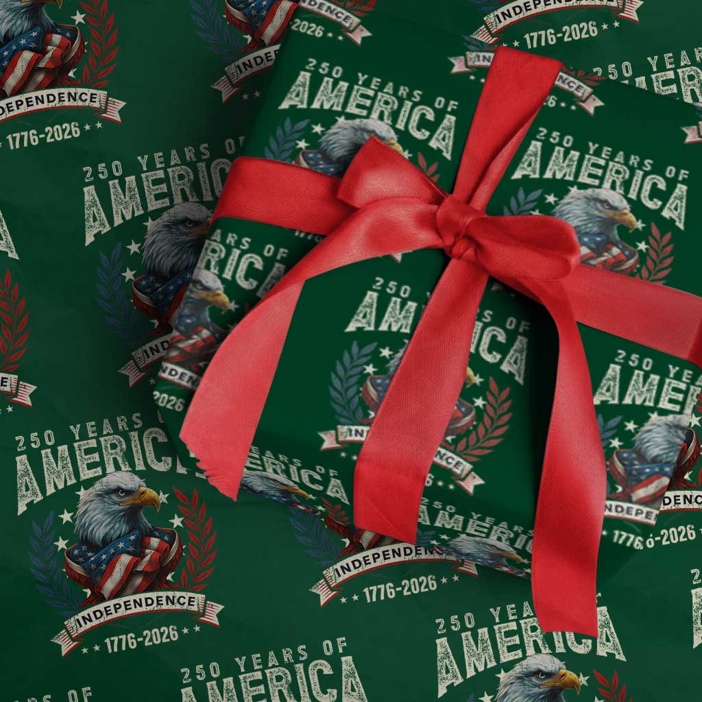 250 Years Of America Wrapping Paper Roll 250th American Anniversary Independence Bald Eagle - Wonder Print Shop