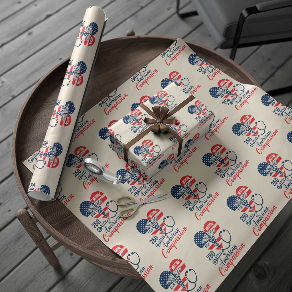 250 Years of American Compassion Wrapping Paper Roll Patriotic Medical Worker - Wonder Print Shop