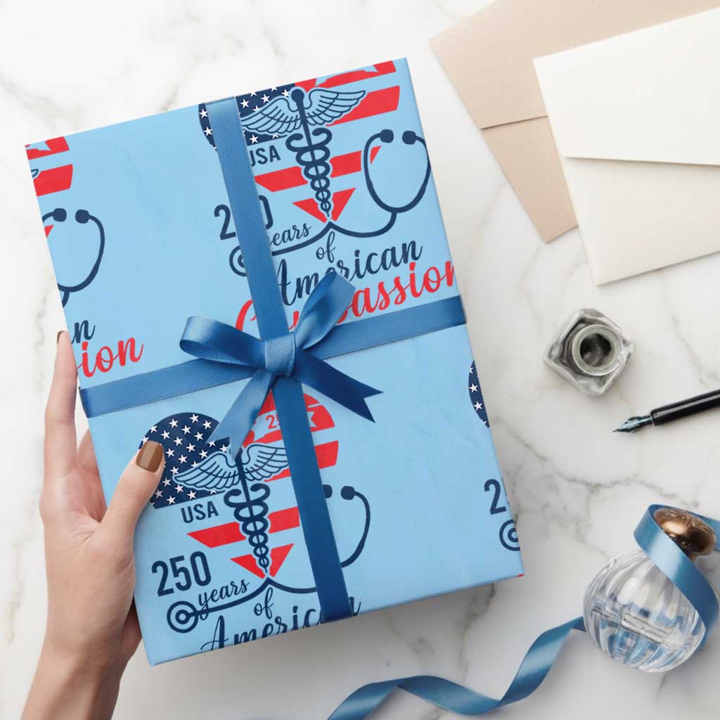 250 Years of American Compassion Wrapping Paper Roll Patriotic Medical Worker - Wonder Print Shop