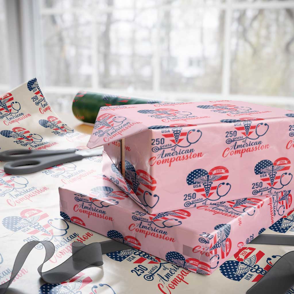 250 Years of American Compassion Wrapping Paper Roll Patriotic Medical Worker - Wonder Print Shop