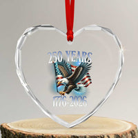 250 Years of American Freedom Heart Crystal Glass Ornament Bald Eagle USA Flag 1776 to 2026 Patriotic - Wonder Print Shop