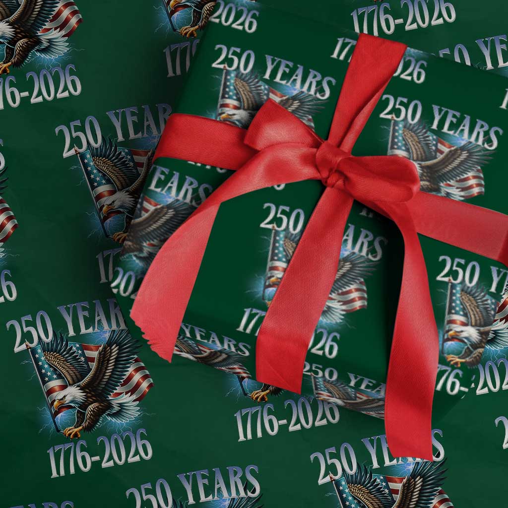 250 Years of American Freedom Wrapping Paper Roll Bald Eagle USA Flag 1776 to 2026 Patriotic - Wonder Print Shop