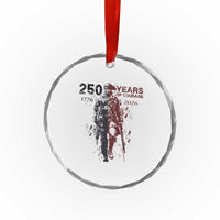 250 Years of Courage Commemorative Patriotic Soldier Crystal Glass Ornament American Revolution to Modern Military 1776 to 2026 Semiquincentennial