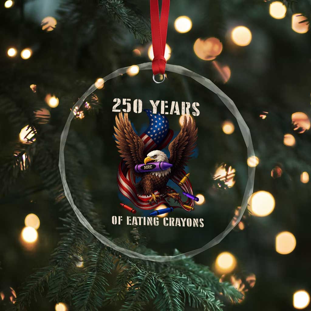 250 Years Of Eating Crayons Crystal Glass Ornament Funny Eagle 250th Anniversary Veterans Gifts TS10