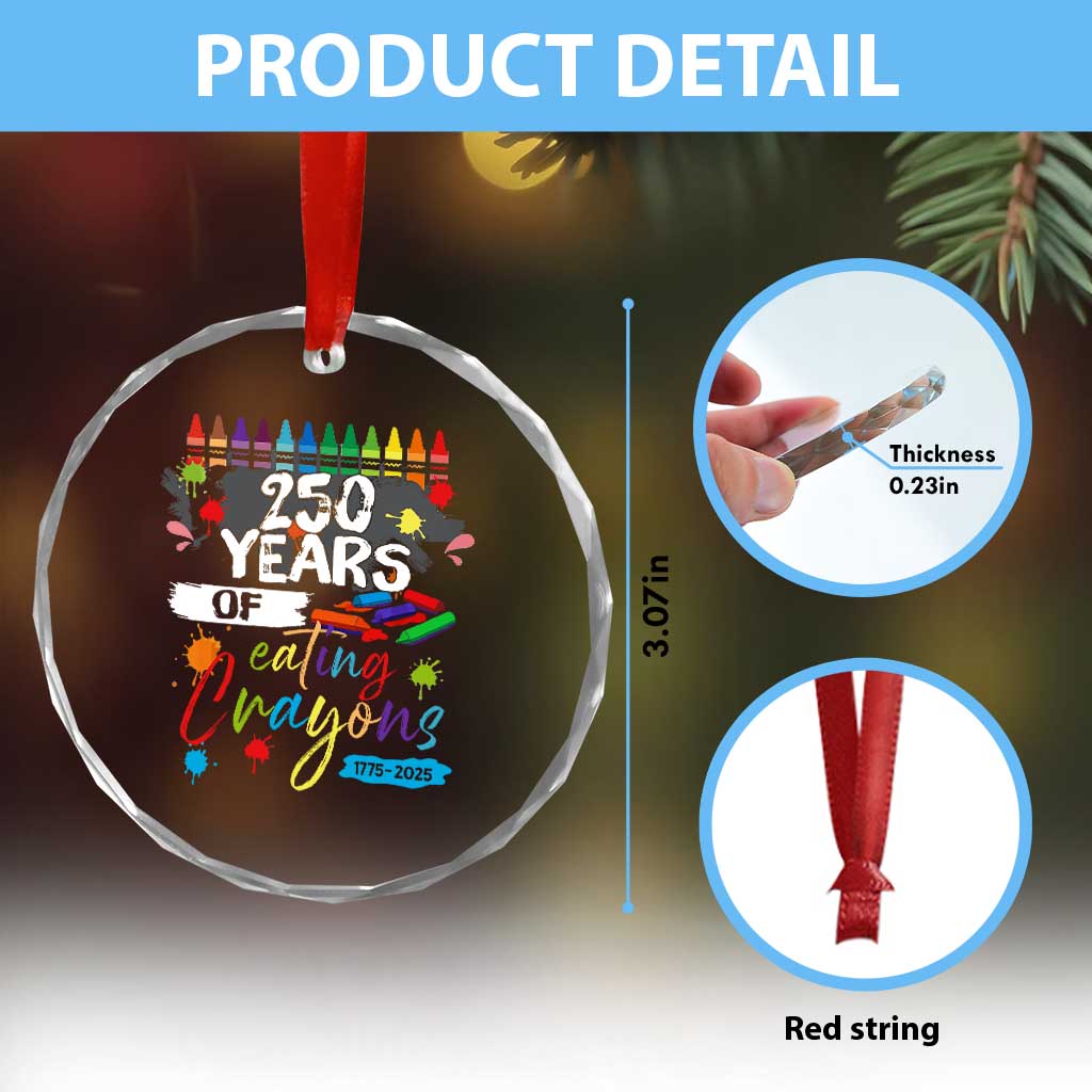 250 Years Of Eating Crayons Crystal Glass Ornament Marine Veteran 250th Anniversary TS10