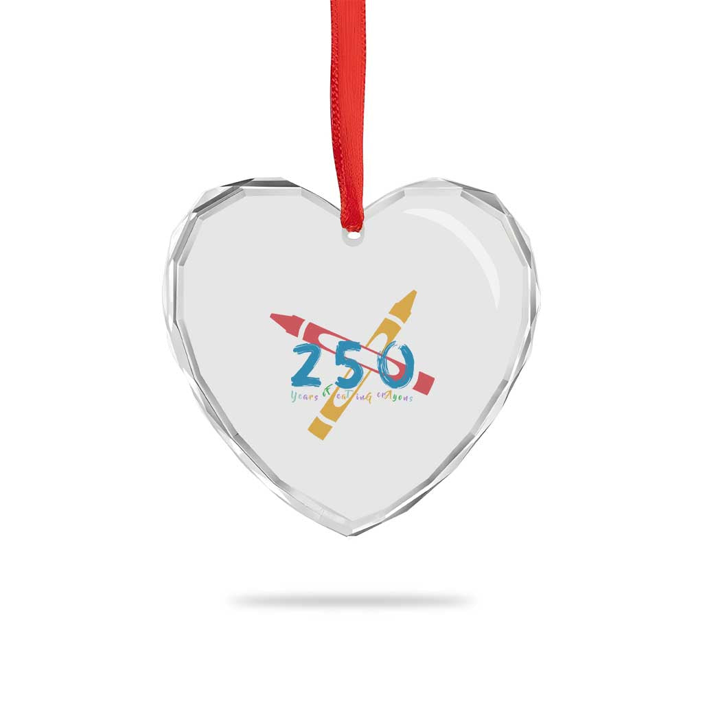 250 Years of Eating Crayons Heart Crystal Glass Ornament Funny Military Crayon Joke Veterans Marines - Wonder Print Shop