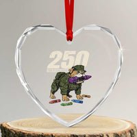 250 Years Of Eating Crayons Heart Crystal Glass Ornament Vintage Bulldog Patriotic Veteran Military Gift - Wonder Print Shop