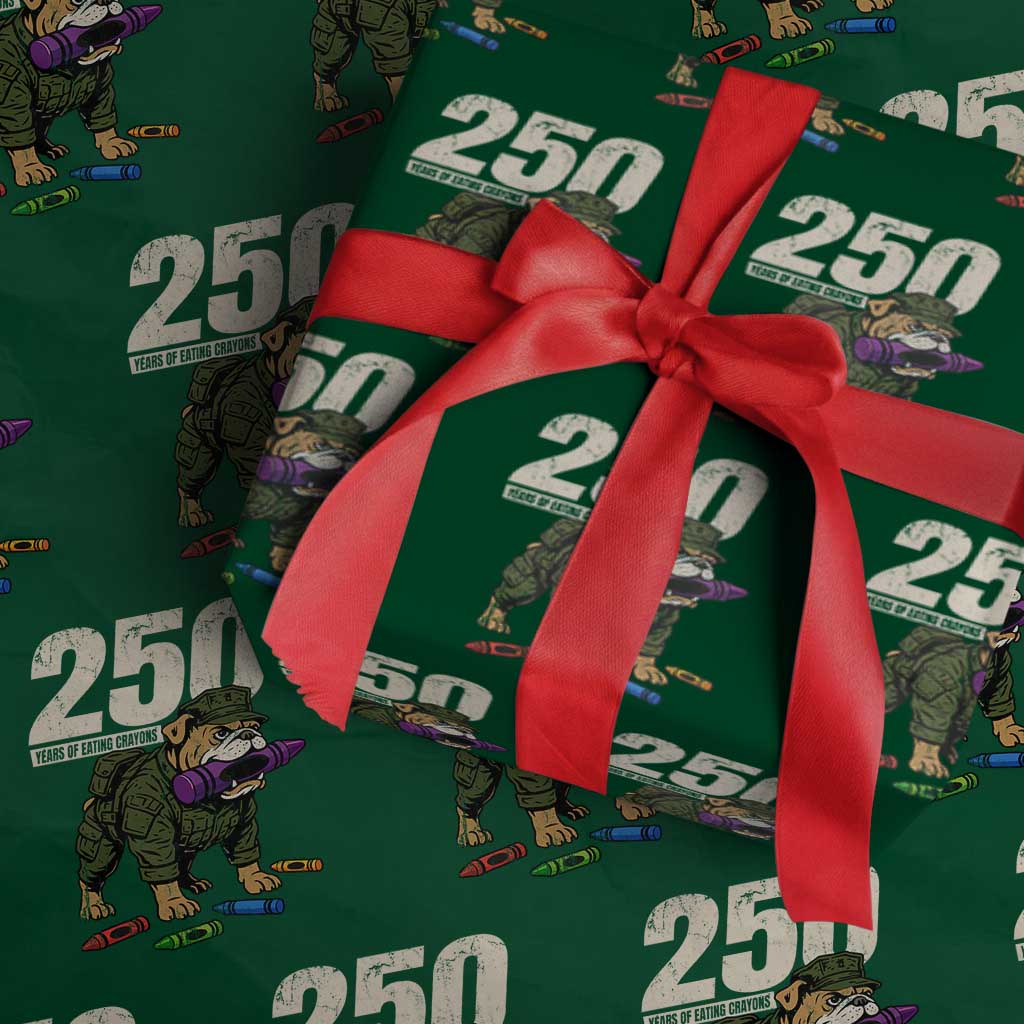 250 Years Of Eating Crayons Wrapping Paper Roll Vintage Bulldog Patriotic Veteran Military Gift - Wonder Print Shop