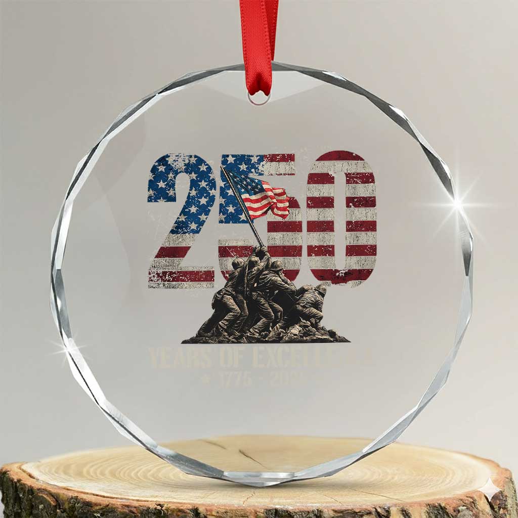 250 Years Of Excellence Crystal Glass Ornament 250th US Military Birthday Iwo Jima TS11