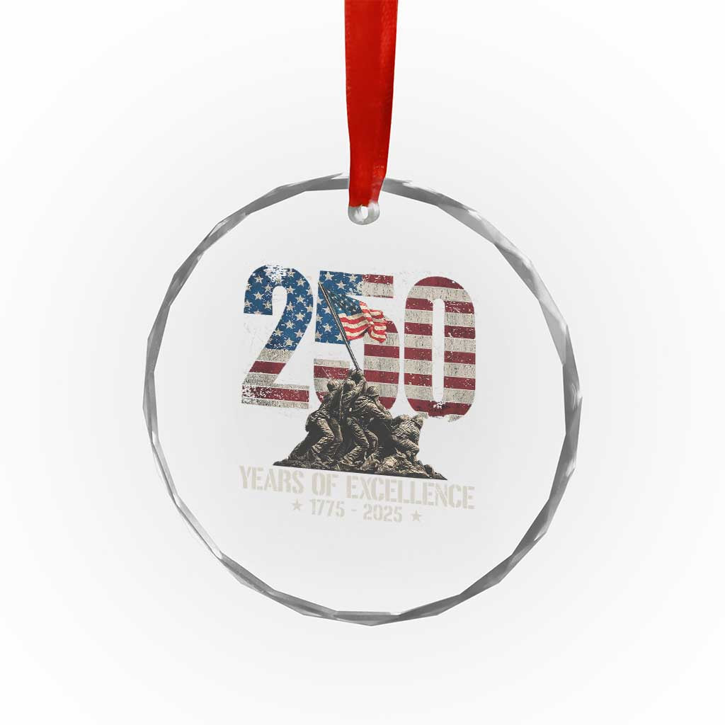 250 Years Of Excellence Crystal Glass Ornament 250th US Military Birthday Iwo Jima TS11