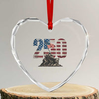 250 Years Of Excellence Heart Crystal Glass Ornament 250th American Anniversary Independence Day - Wonder Print Shop