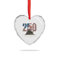 250 Years Of Excellence Heart Crystal Glass Ornament 250th American Anniversary Independence Day - Wonder Print Shop