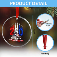 250 Years of Freedom Abraham Lincoln Patriotic Crystal Glass Ornament US Fighter Jets Red White and Blue 1776 to 2026 Semiquincentennial