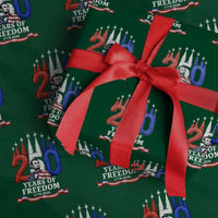 250 Years of Freedom Abraham Lincoln Patriotic Wrapping Paper Roll US Fighter Jets Red White and Blue 1776 to 2026 Semiquincentennial