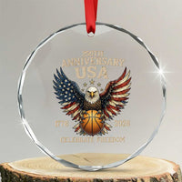 250 Years Of Freedom Basketball Crystal Glass Ornament Patriotic Athlete Gift