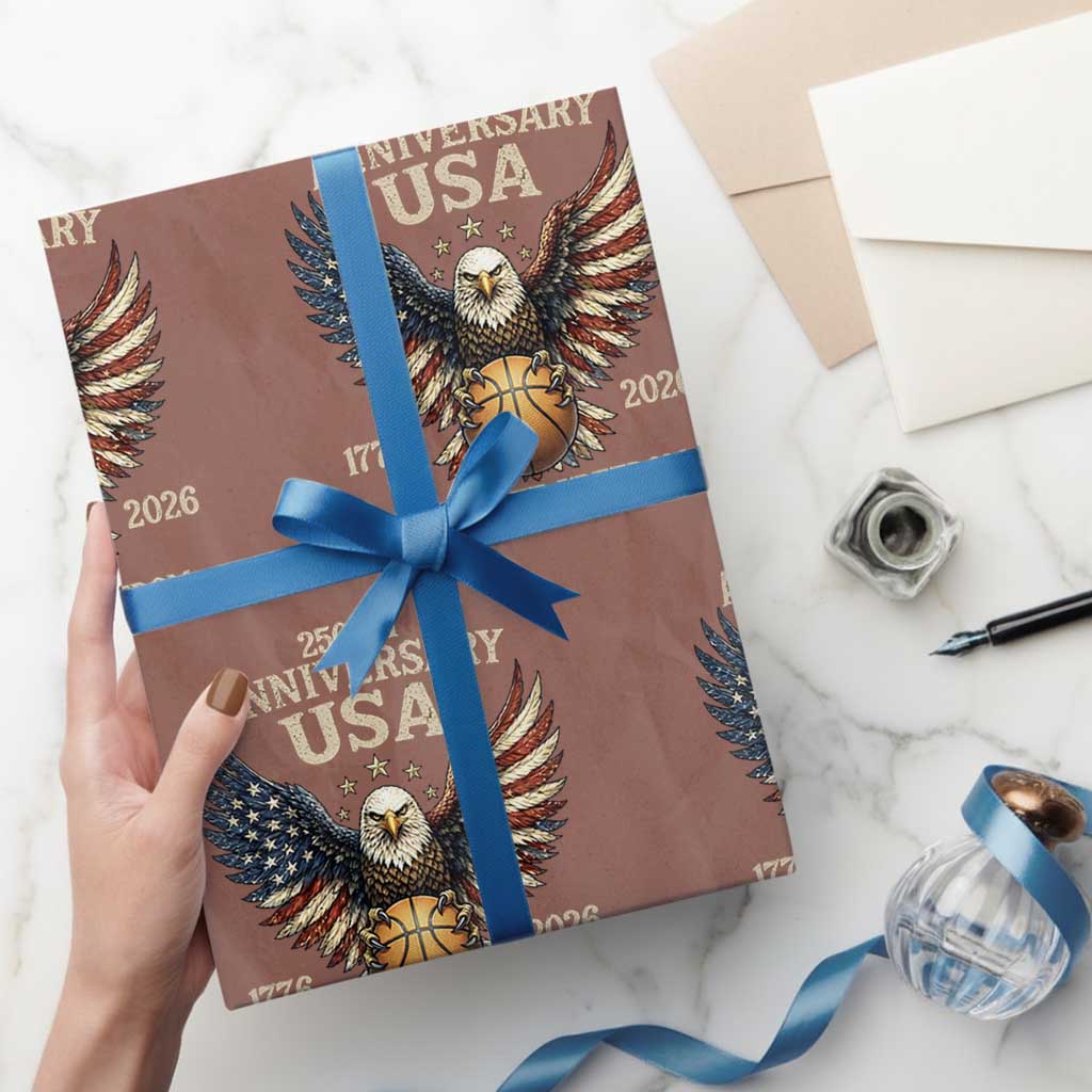 250 Years Of Freedom Basketball Wrapping Paper Roll Patriotic Athlete Gift