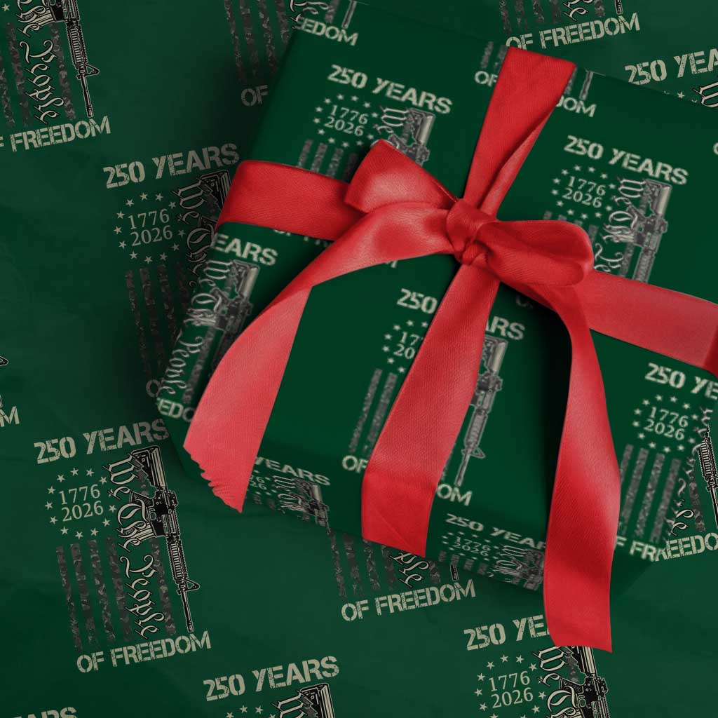 250 Years of Freedom Camo Flag Wrapping Paper Roll We The People Second Amendment 1776-2026 Patriotic