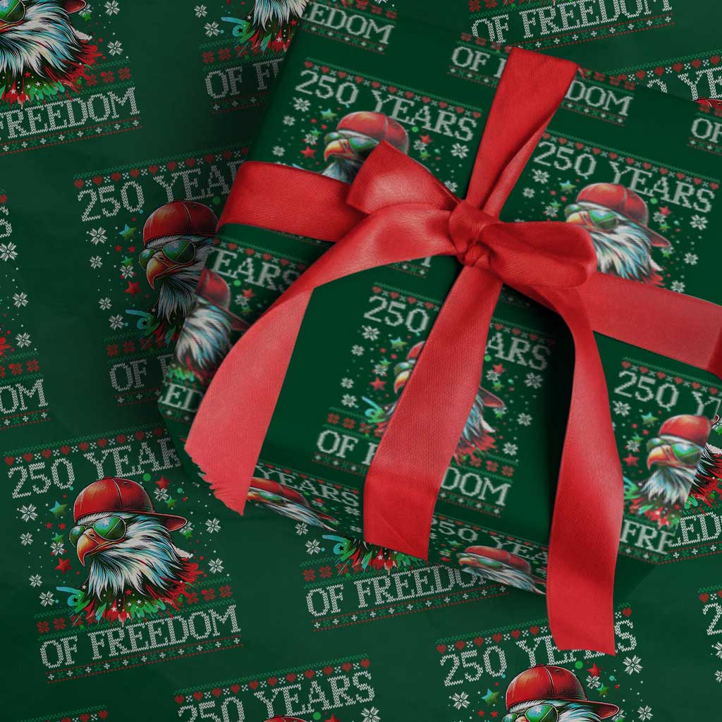 250 Years Of Freedom Christmas Wrapping Paper Roll 250th Anniversary USA Eagle Ugly Xmas - Wonder Print Shop