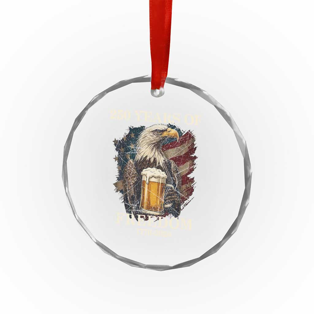 250 Years Of Freedom Crystal Glass Ornament Bald Eagle Drinking Beer American Flag