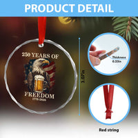 250 Years Of Freedom Crystal Glass Ornament Bald Eagle Drinking Beer American Flag