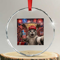 250 Years Of Freedom Crystal Glass Ornament Funny Cat Selfie 4th of July Party