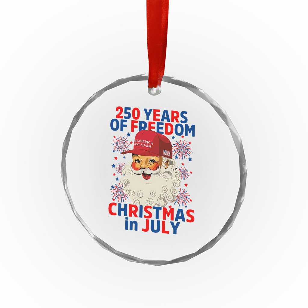 250 Years Of Freedom Crystal Glass Ornament Funny Santa Christmas in July