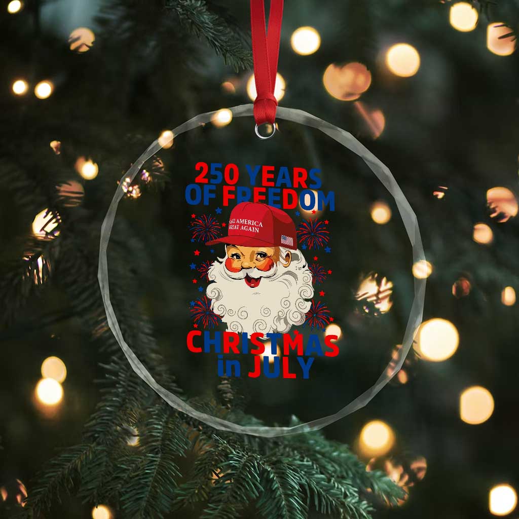 250 Years Of Freedom Crystal Glass Ornament Funny Santa Christmas in July