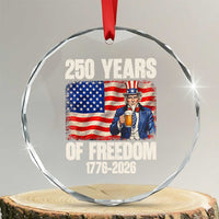 250 Years Of Freedom Crystal Glass Ornament Patriotic Uncle Sam