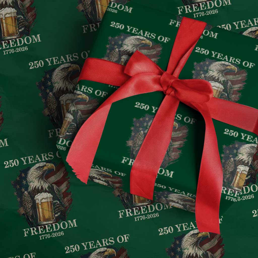 250 Years Of Freedom Wrapping Paper Roll Bald Eagle Drinking Beer American Flag