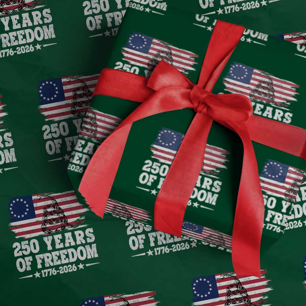 250 Years Of Freedom Wrapping Paper Roll Gadsden Flag American Patriot US