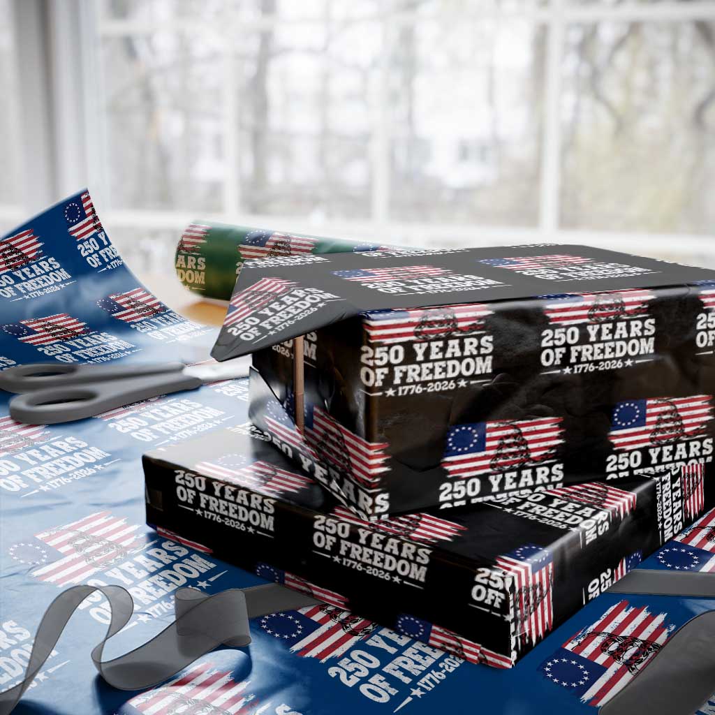 250 Years Of Freedom Wrapping Paper Roll Gadsden Flag American Patriot US