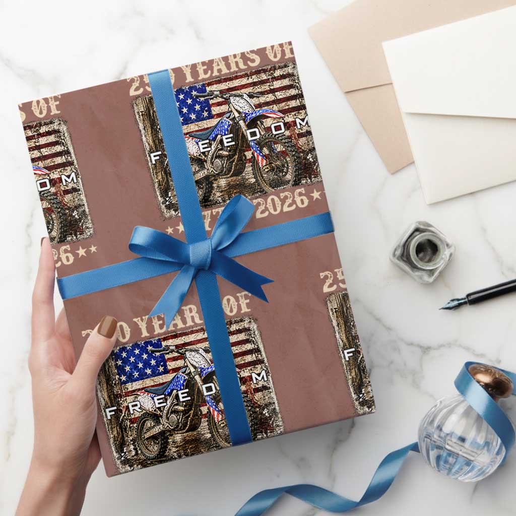 250 Years Of Freedom Dirt Bike Motocross 1776 2026 Wrapping Paper Roll