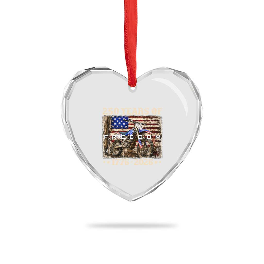 250 Years Of Freedom Dirt Bike Motocross 1776 2026 Heart Crystal Glass Ornament
