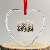 250 Years of Freedom Founding Fathers Heart Crystal Glass Ornament Patriotic 1776 to 2026 July 4th American History - Wonder Print Shop