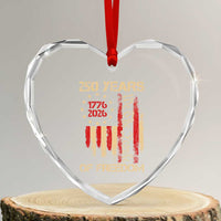 250 Years Of Freedom Heart Crystal Glass Ornament 250th America Anniversary Independence Day