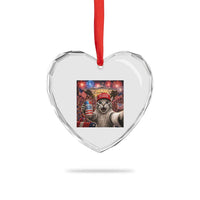 250 Years Of Freedom Heart Crystal Glass Ornament Funny Cat Selfie 4th of July Party