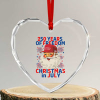 250 Years Of Freedom Heart Crystal Glass Ornament Funny Santa Christmas in July