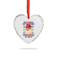 250 Years Of Freedom Heart Crystal Glass Ornament Funny Santa Christmas in July