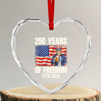 250 Years Of Freedom Heart Crystal Glass Ornament Patriotic Uncle Sam